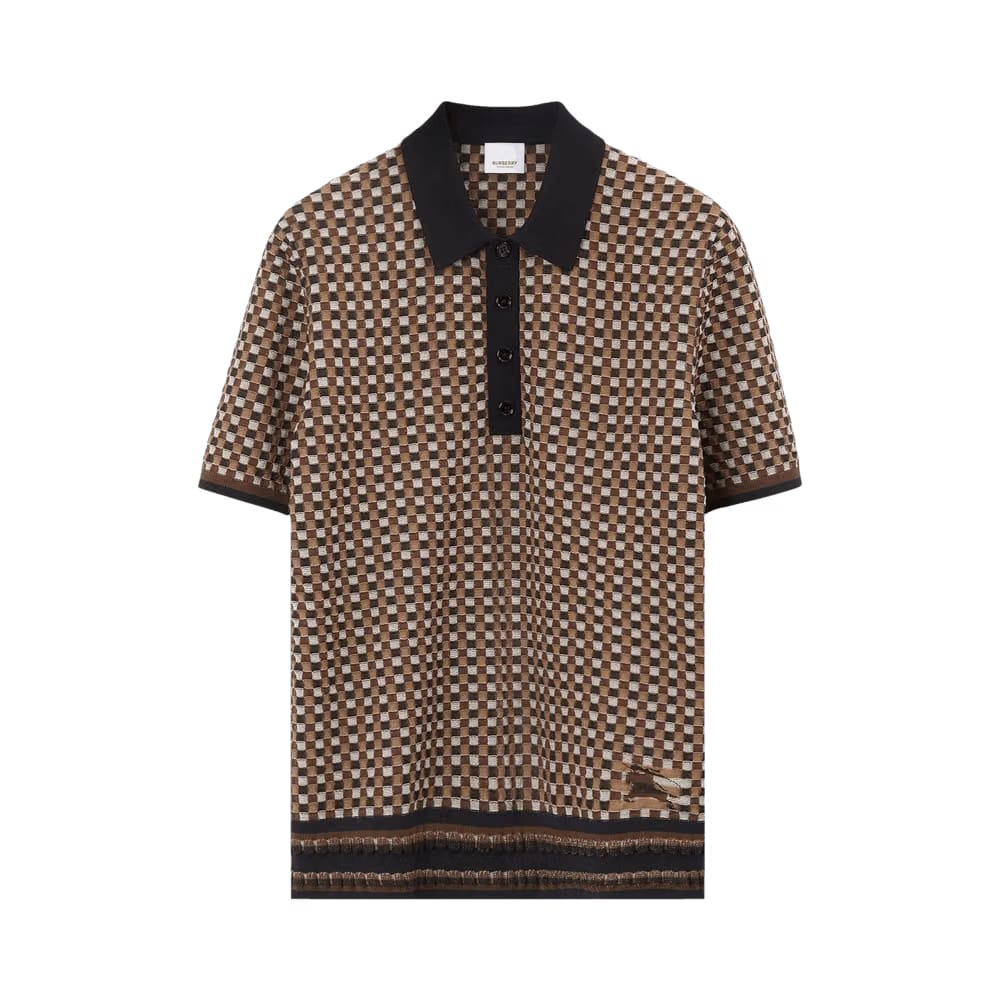 Burberry Logo Embroidered Polo Shirt Dark Birch Brown