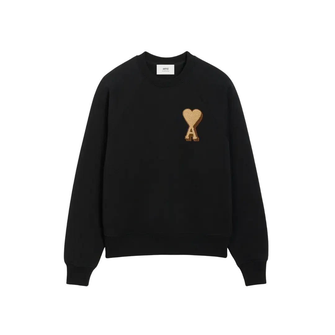 Black Cotton Ami De Coeur Sweatshirt Ami de Coeur sweatshirt in heavy loopback cotton fleece