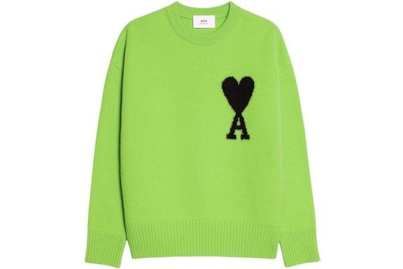Ami Paris Ami de Coeur Merino Wool Crewneck Jumper Green/Black