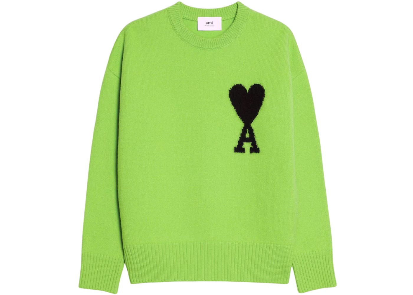 Ami Paris Ami de Coeur Merino Wool Crewneck Jumper Green/Black