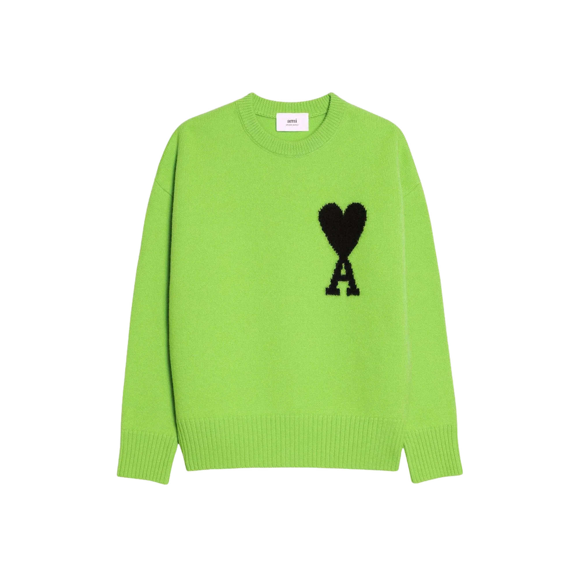 Ami Paris Ami de Coeur Merino Wool Crewneck Jumper Green/Black