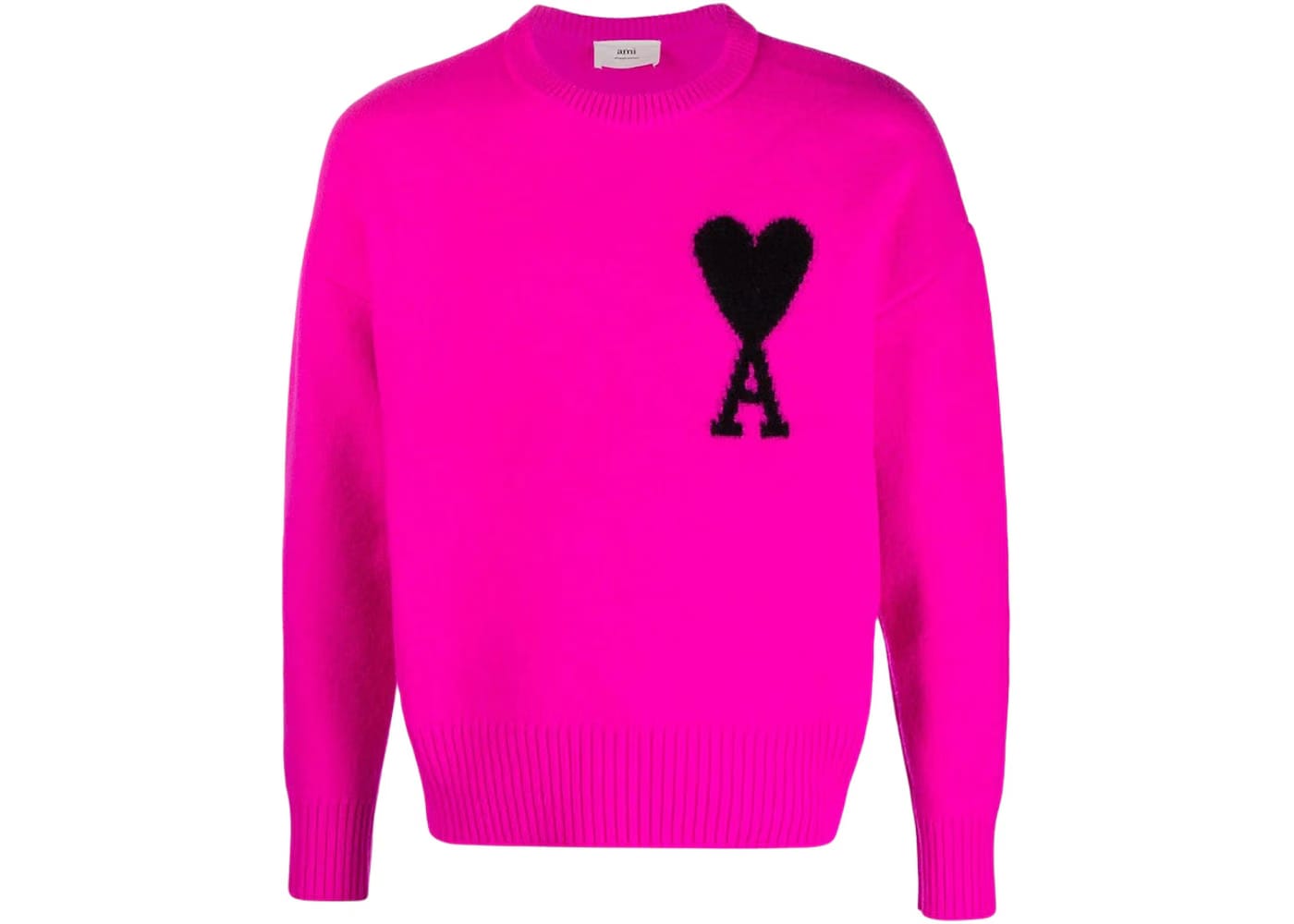 Ami Paris Ami de Coeur Merino Wool Crewneck Jumper Pink/Black