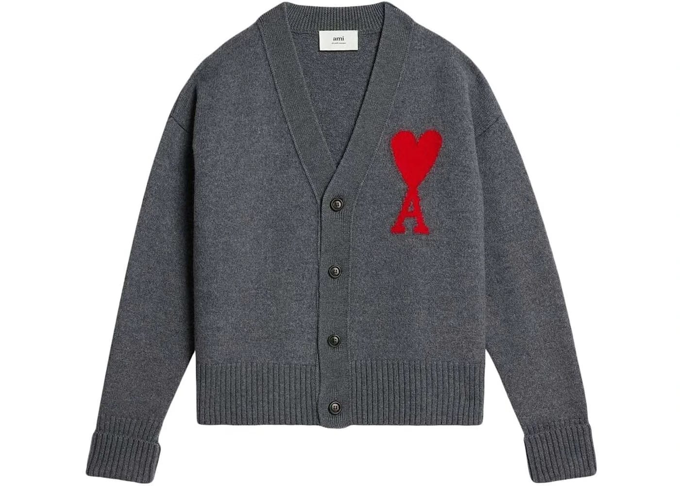 Ami Paris Ami De Coeur Cardigan Dark Grey