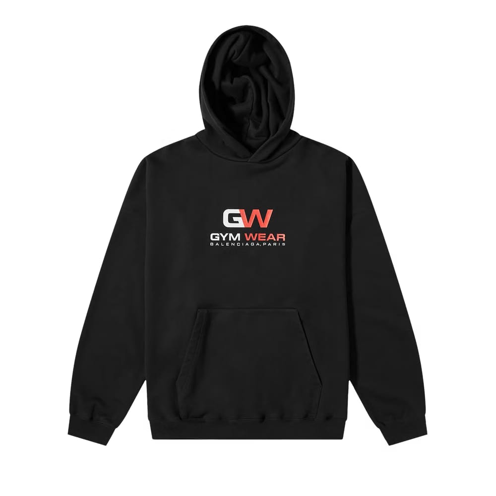 Balenciaga Gym Wear Logo Hoodie Black