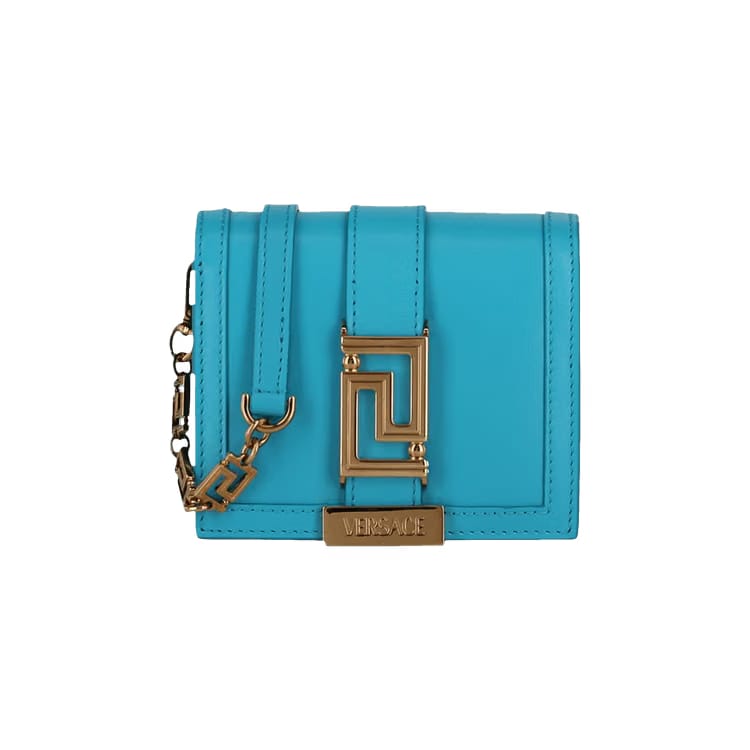 Versace Greca Goddess Chain Wallet Blue