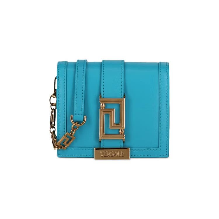Versace Greca Goddess Chain Wallet Blue