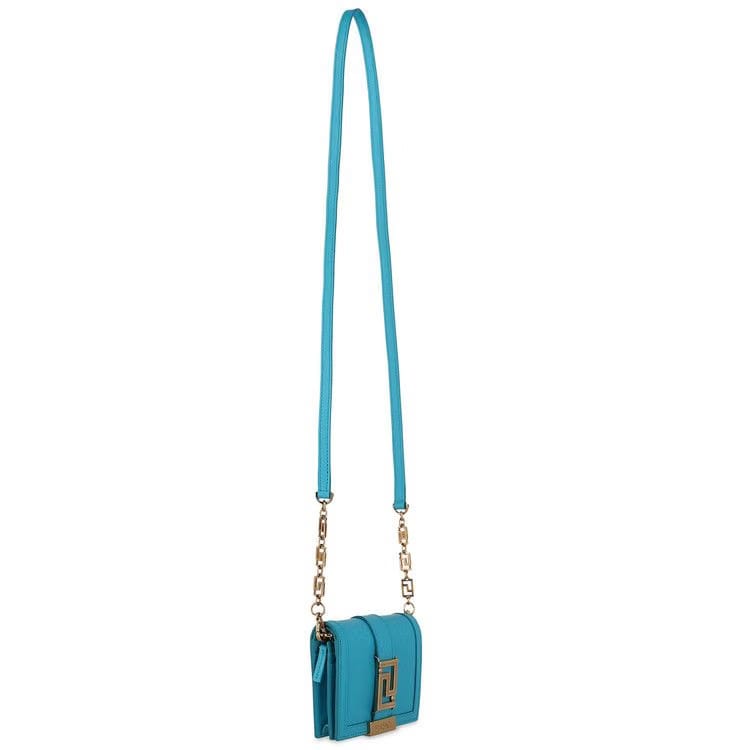 Versace Greca Goddess Chain Wallet Blue