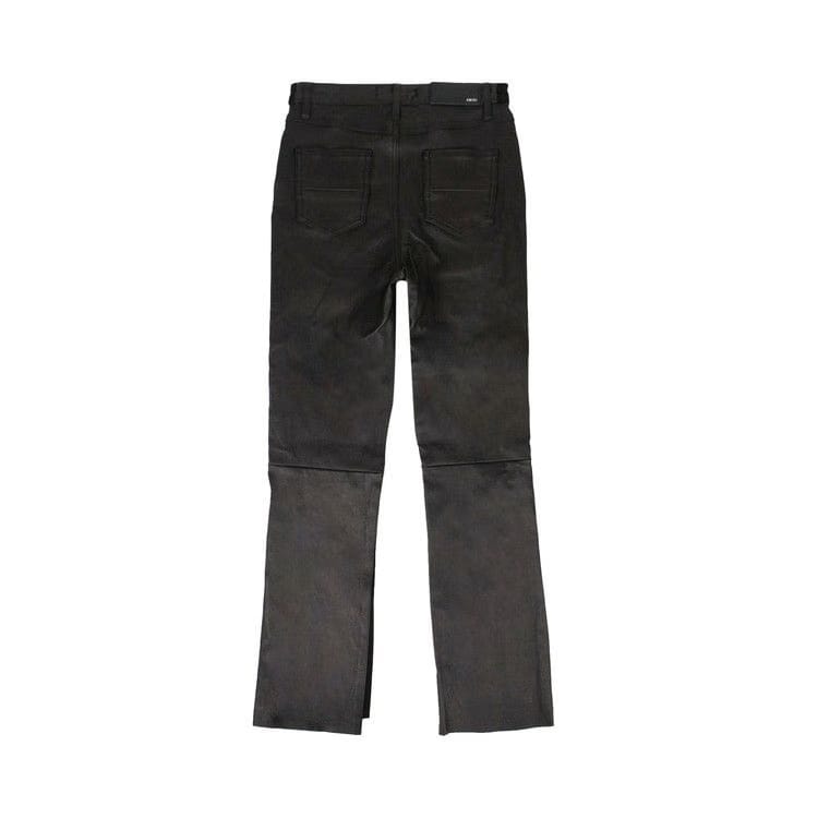 Amiri Leather And Denim Crop Flare Jeans Black