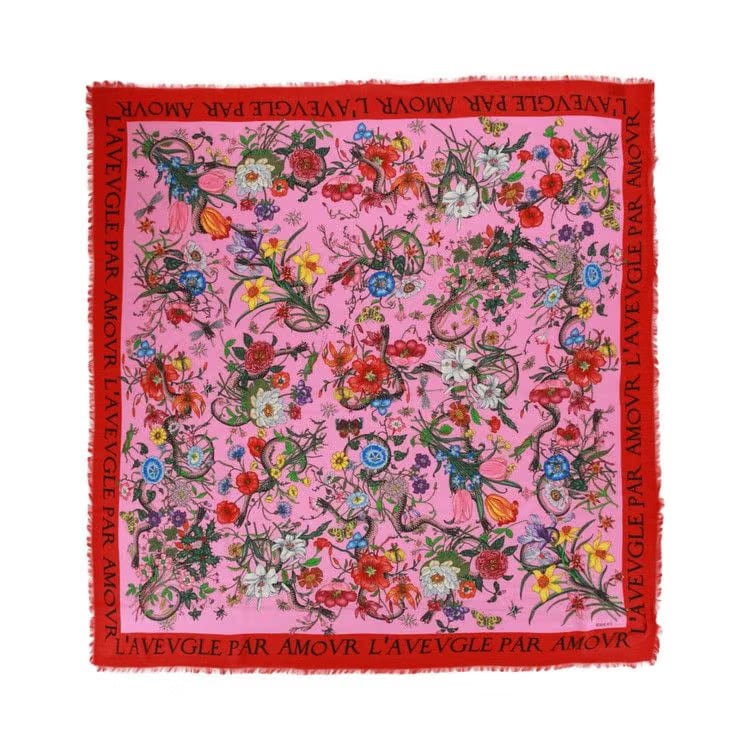 Gucci Flora Snake Print Scarf Pink