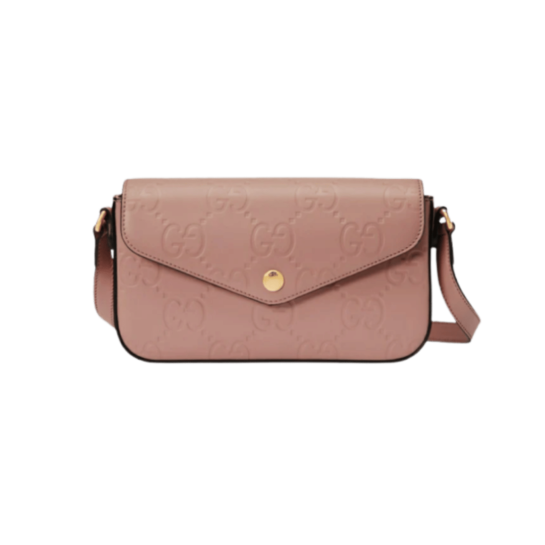 GUCCI Gg Super Mini Shoulder Bag Pink GG leather