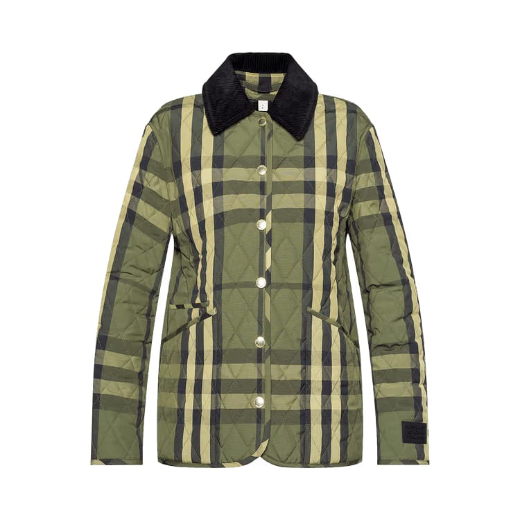 Burberry Dranefeld Quilted Checked Jacket Dark Military Green