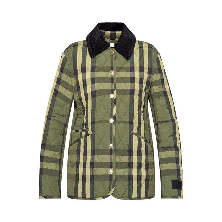Burberry Dranefeld Quilted Checked Jacket Dark Military Green