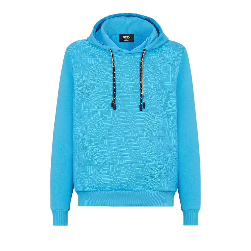 Fendi x Sarah Coleman Rubber Print Fisheye FF Logo Hoodie Pale Blue