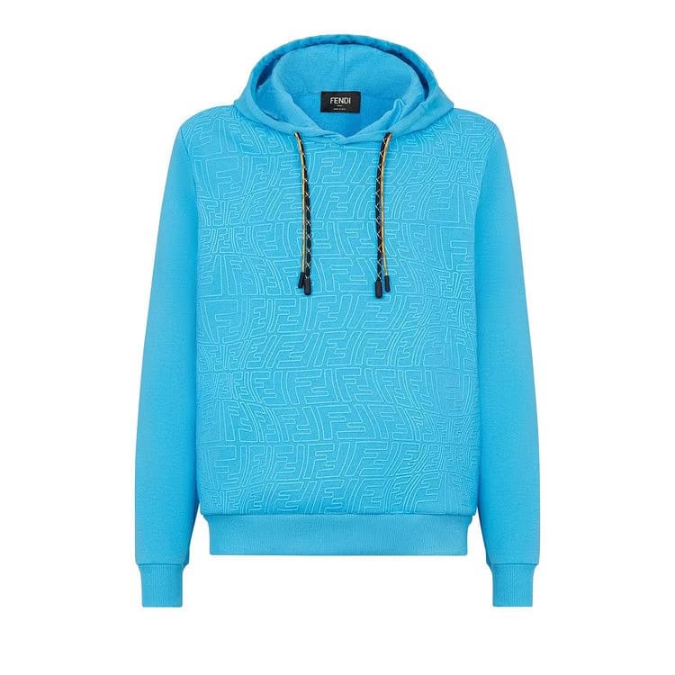 Fendi x Sarah Coleman Rubber Print Fisheye FF Logo Hoodie Pale Blue