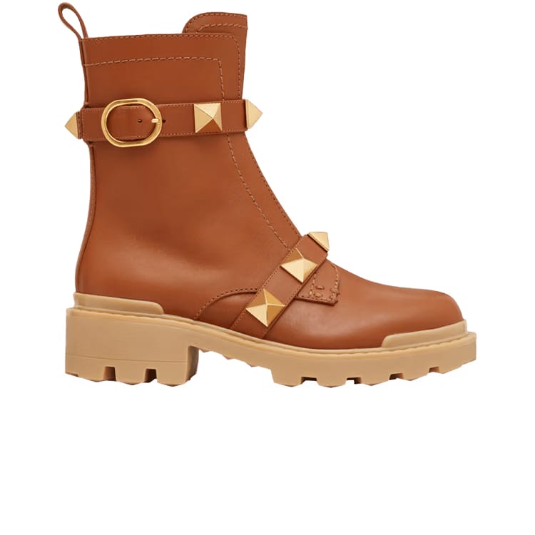 Valentino Wmns Roman Stud 40mm Combat Boot 'Brown'