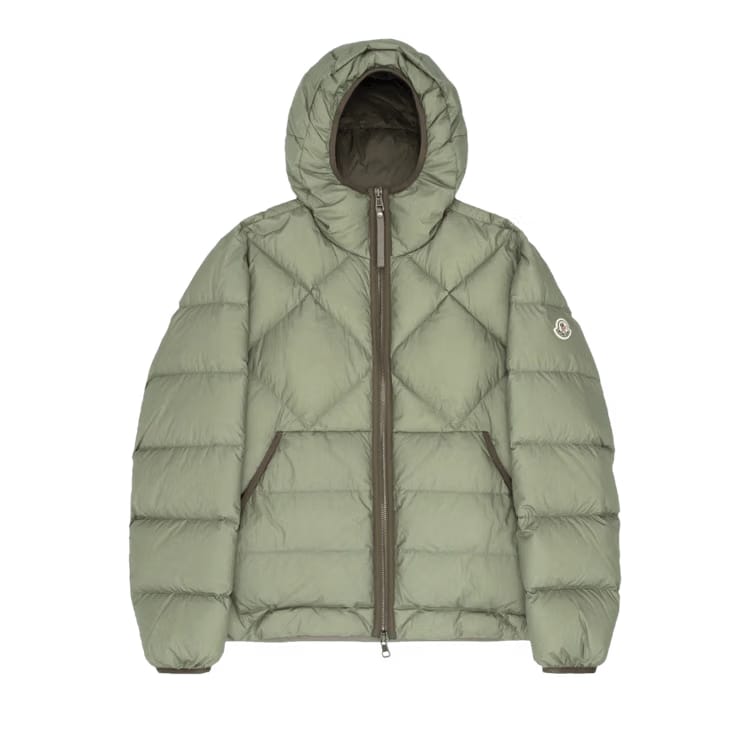 Moncler Reynaud Full Zip Quilted Puffer Jacket Khaki Green