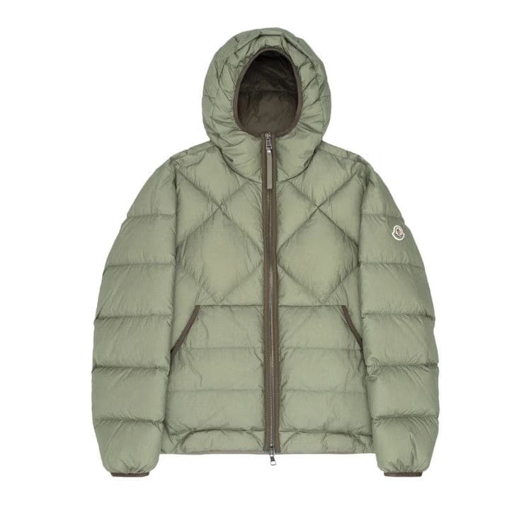 Moncler Reynaud Full Zip Quilted Puffer Jacket Khaki Green