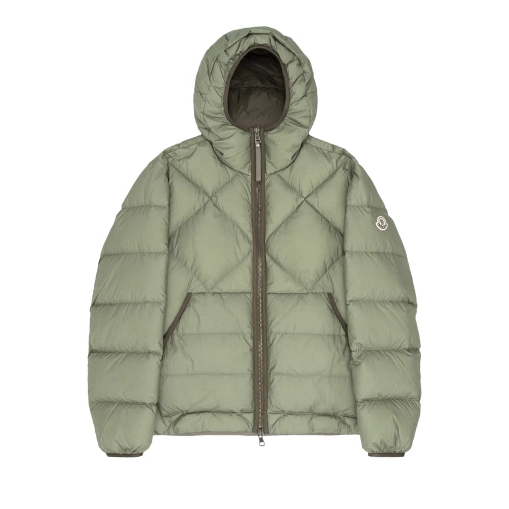 Moncler Reynaud Full Zip Quilted Puffer Jacket Khaki Green