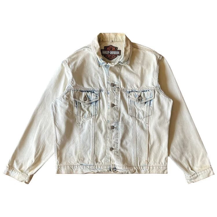 Harley Davidson Eagle Denim Jacket White