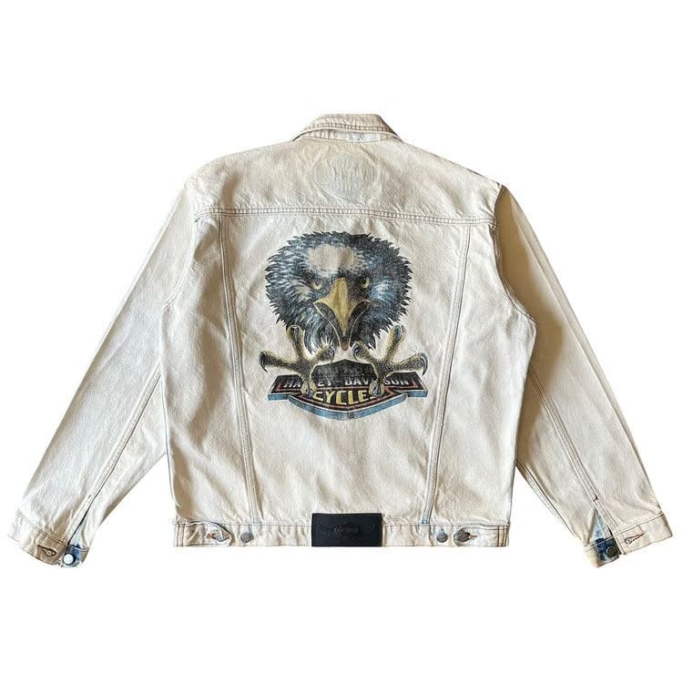 Harley Davidson Eagle Denim Jacket White