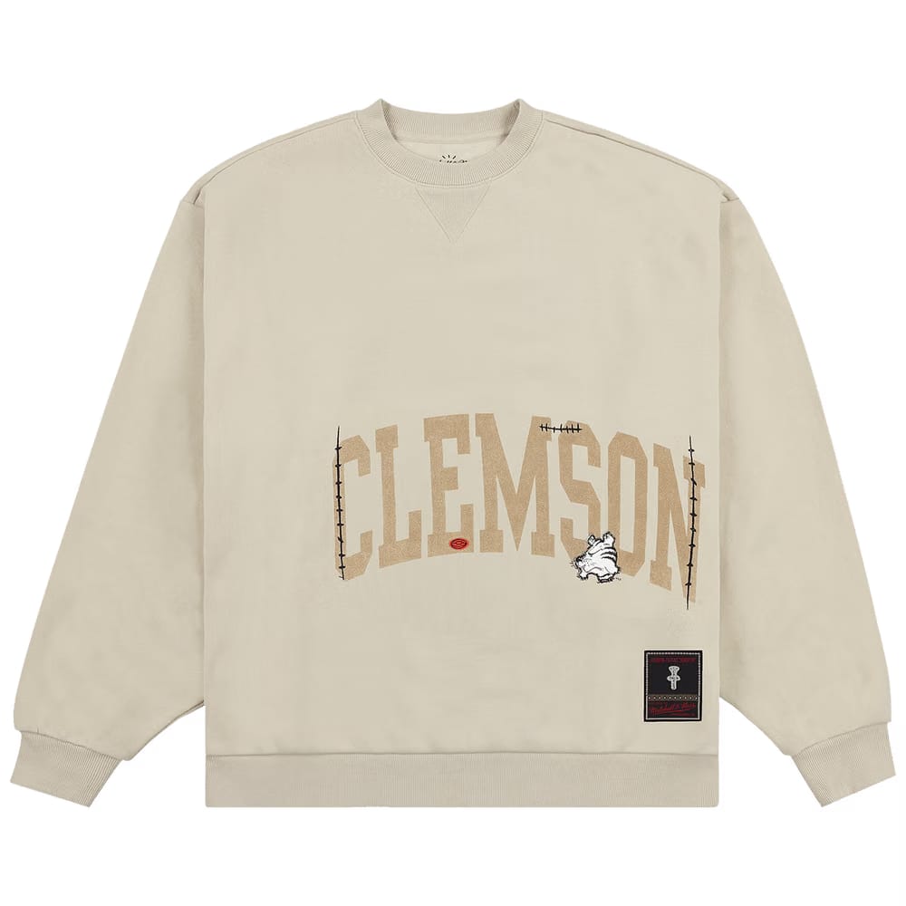 Cactus Jack by Travis Scott x Mitchell & Ness Clemson University Crewneck Tan