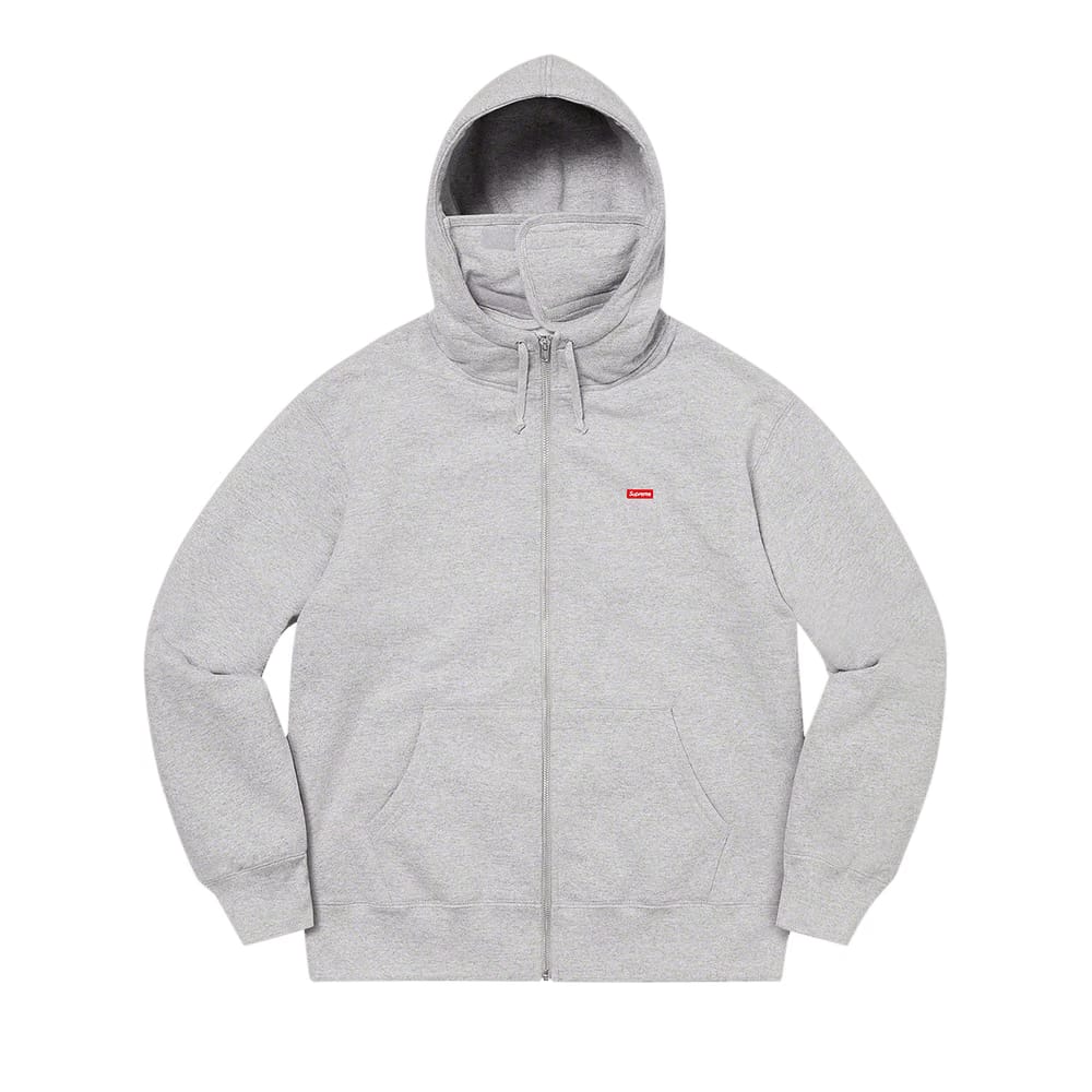 Supreme Small Box Facemask Zip Up Hoodie Heather Grey