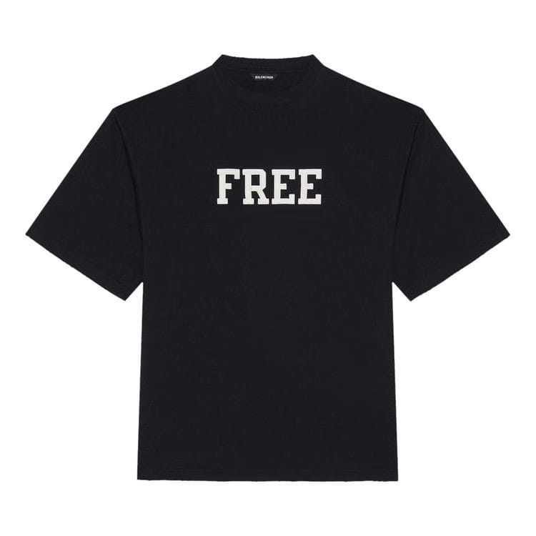 Balenciaga Free Logo Wide T-Shirt Black/White