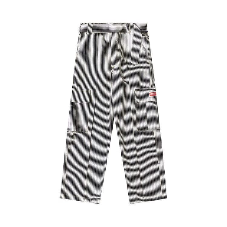 Kenzo Striped Straight Cut Genderless Cargo Jeans Rinse Blue Denim