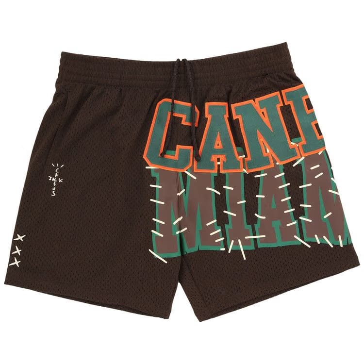 Cactus Jack by Travis Scott x Mitchell & Ness University Of Miami Shorts Brown