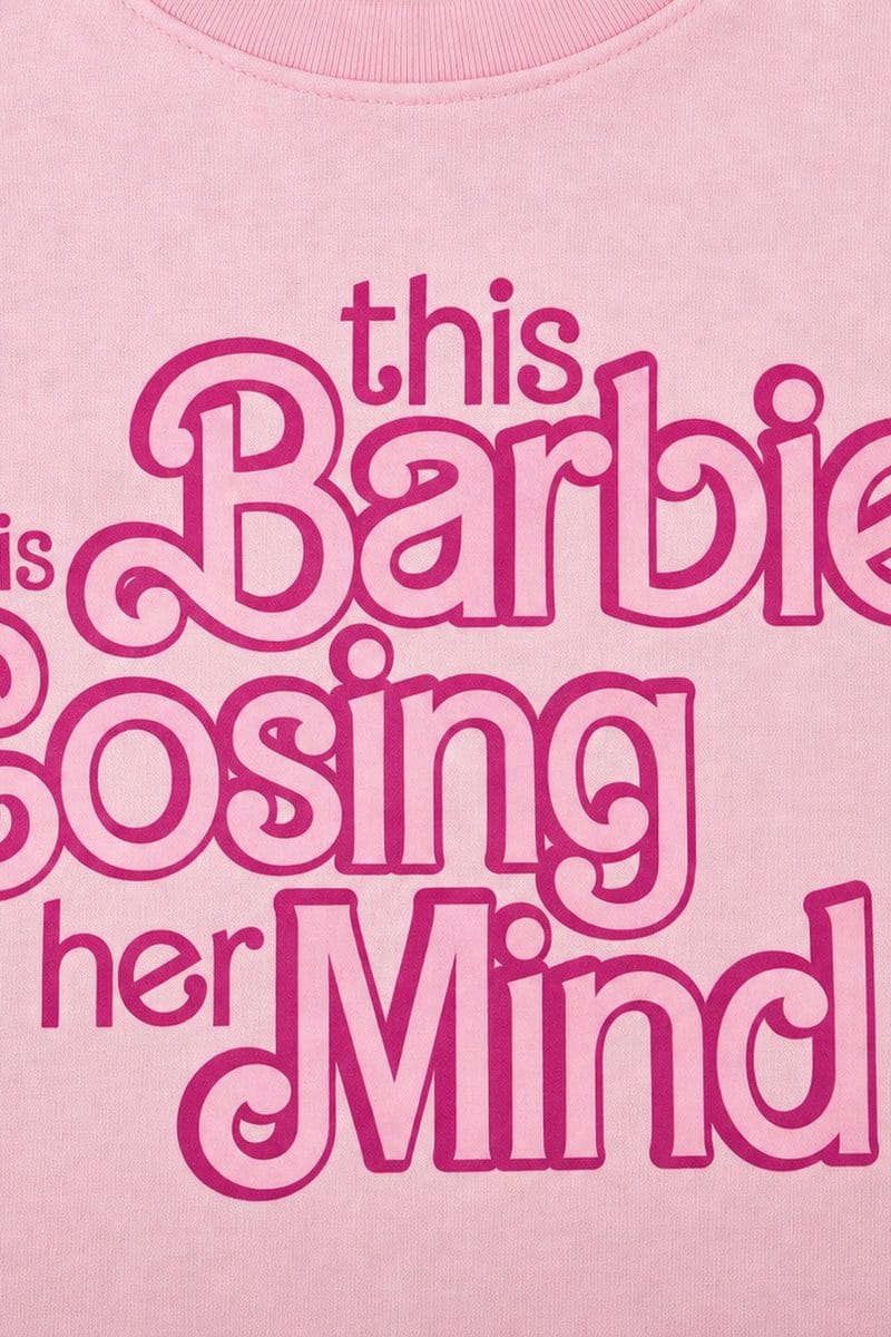 Forfksake Barbie Losing Mind Pink T-Shirt