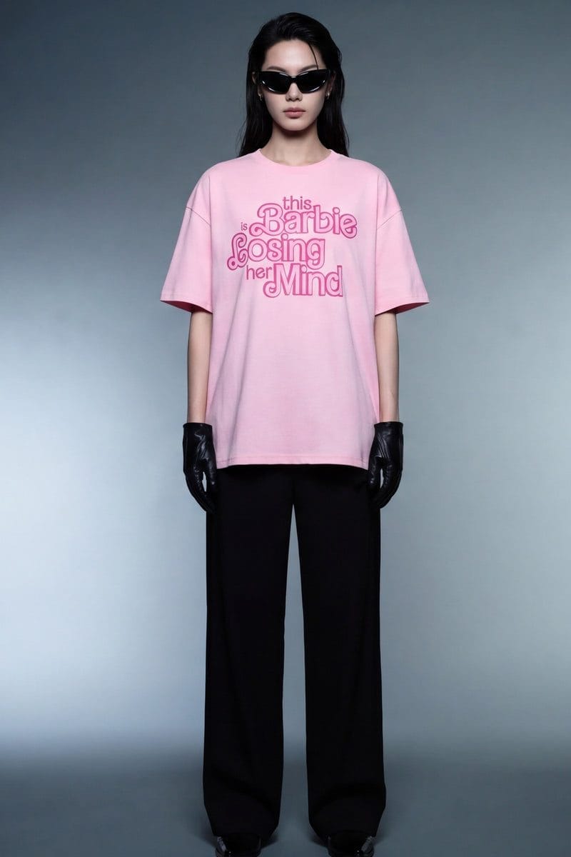 Forfksake Barbie Losing Mind Pink T-Shirt
