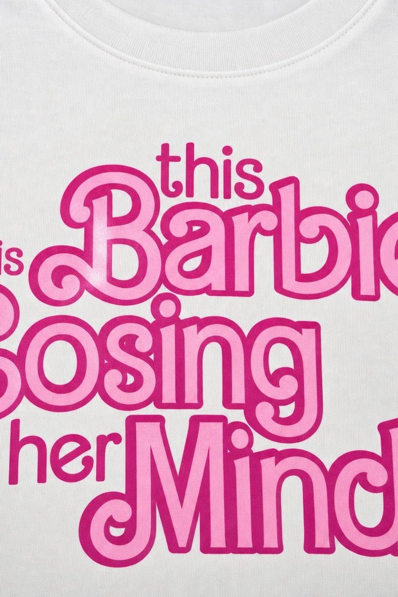 Forfksake Barbie Losing Mind White T-Shirt