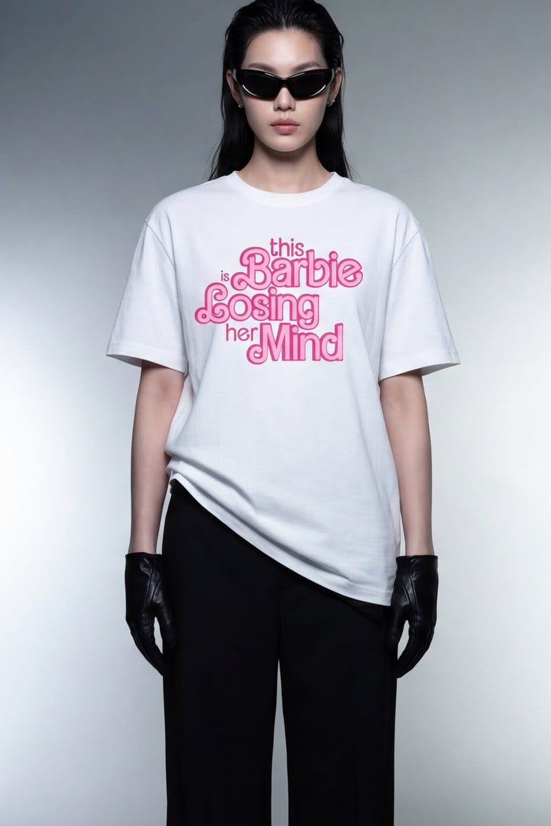 Forfksake Barbie Losing Mind White T-Shirt