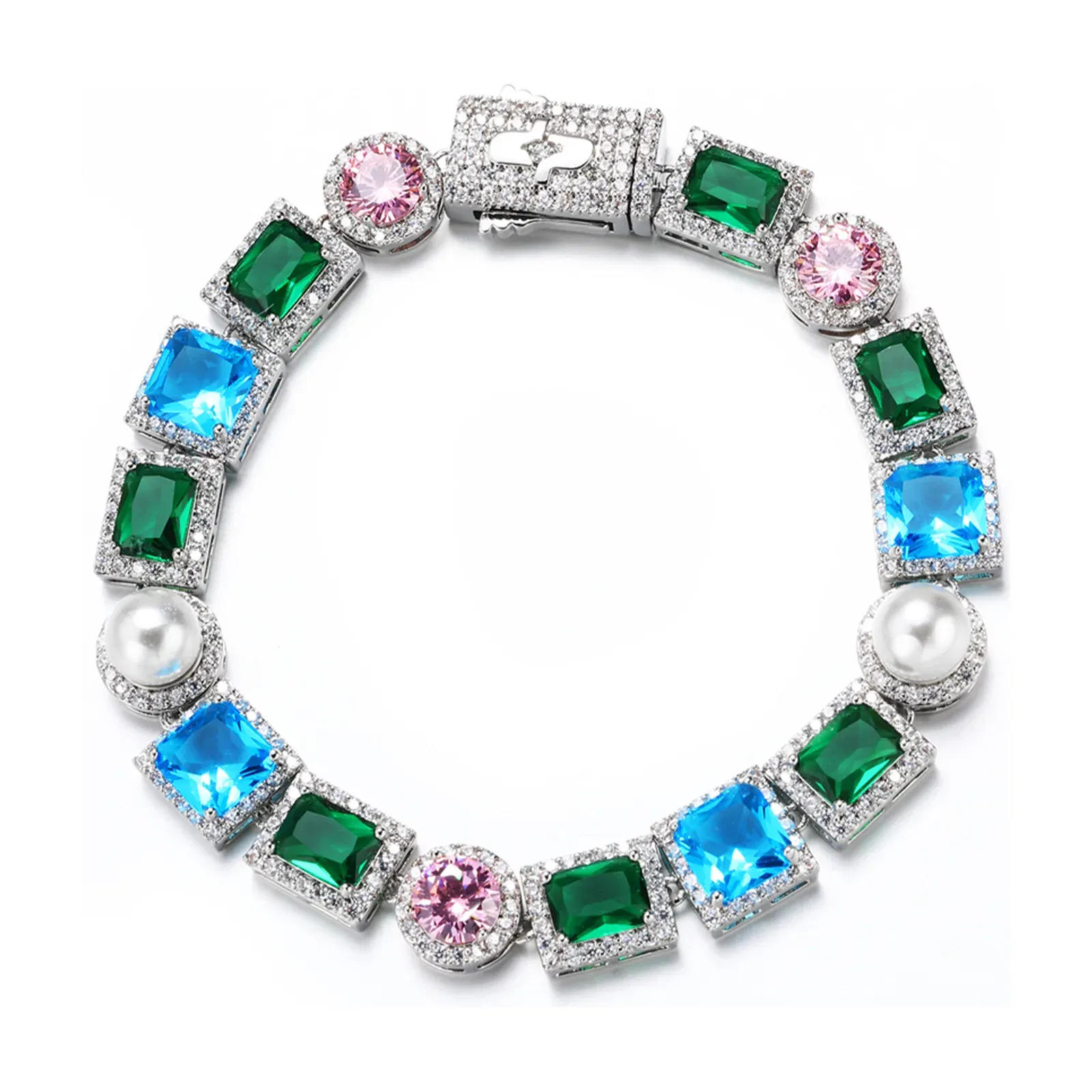 Allway Bezel & Pearl Bracelet In White Gold
