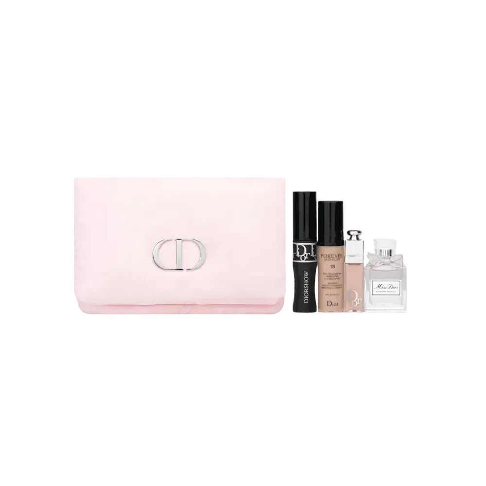 Dior Blooming Bouquet Pouch Set (EDT 0.2 fl oz (5 ml), Lip Maximizer, Foundation, Mascara)