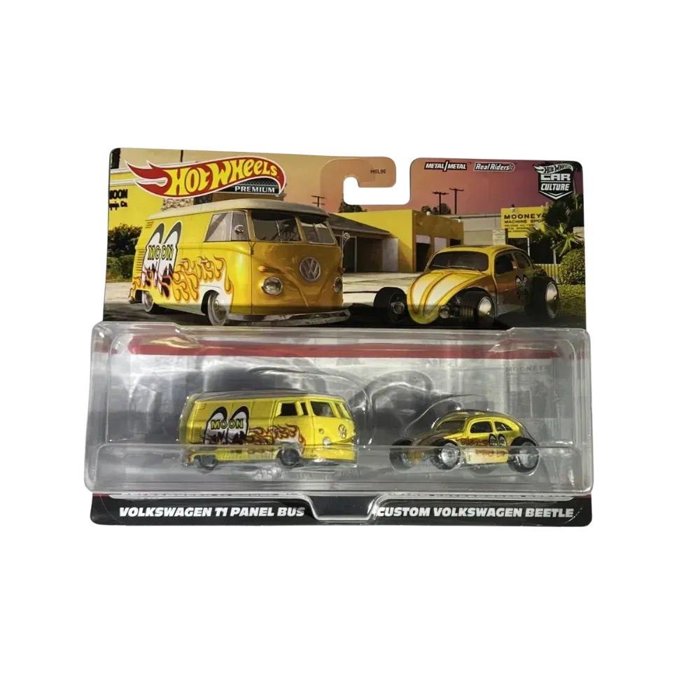 Hot Wheels Premium Car Culture Volkswagen T1 Panel Bus & Beetle 2-Pack Set