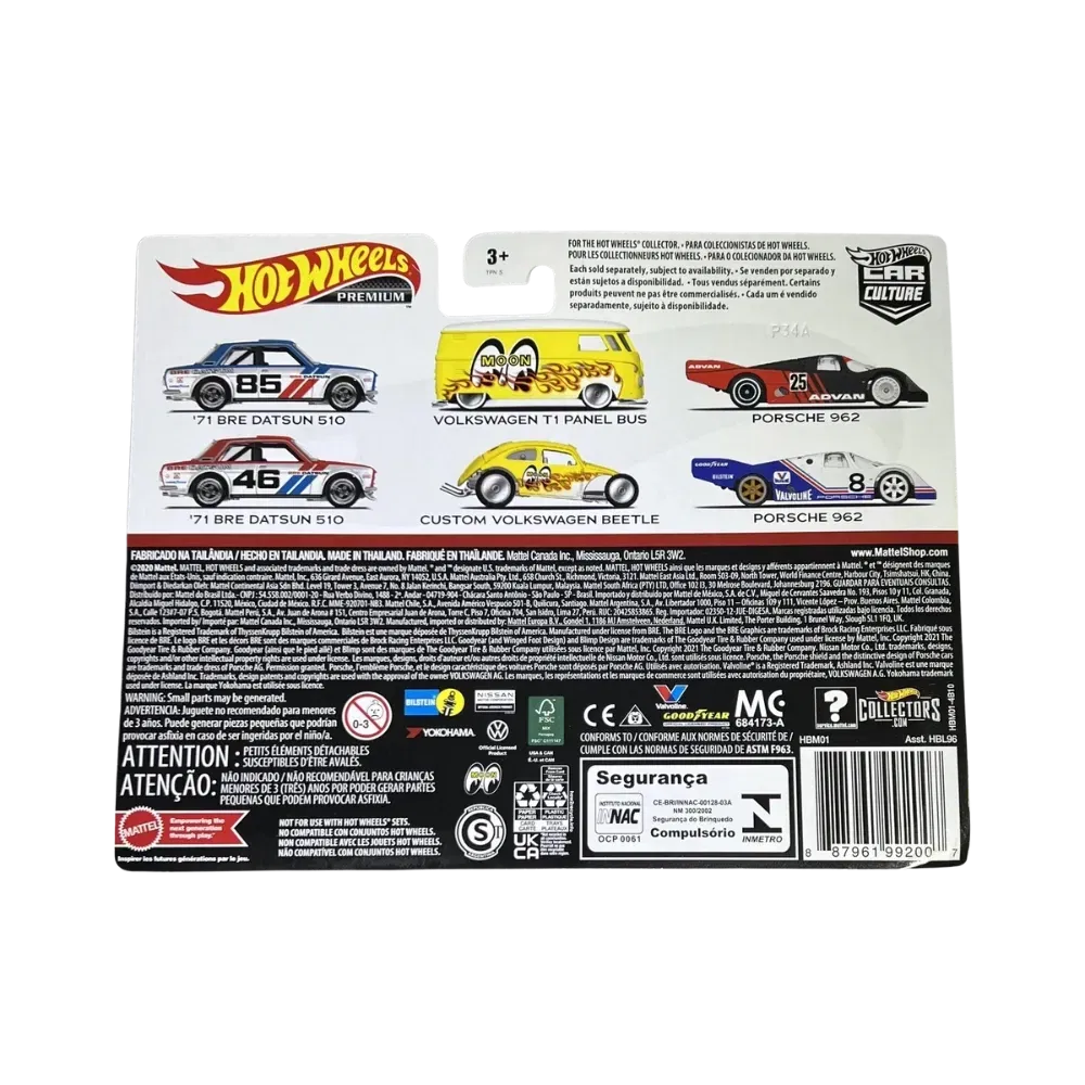 Hot Wheels Premium Car Culture Volkswagen T1 Panel Bus & Beetle 2-Pack Set