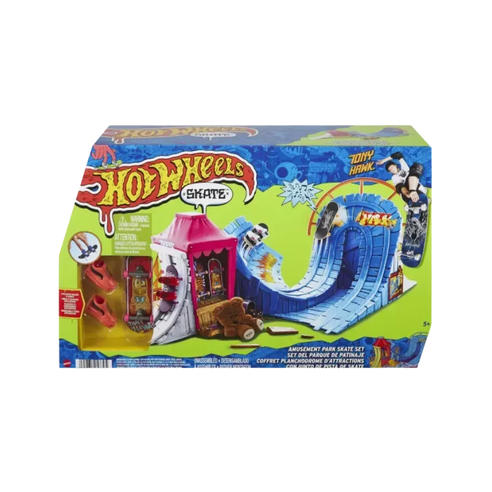 Hot Wheels x Tony Hawk Amusement Park Skate Set With Fingerboard & Pair Of Skate Shoes Set