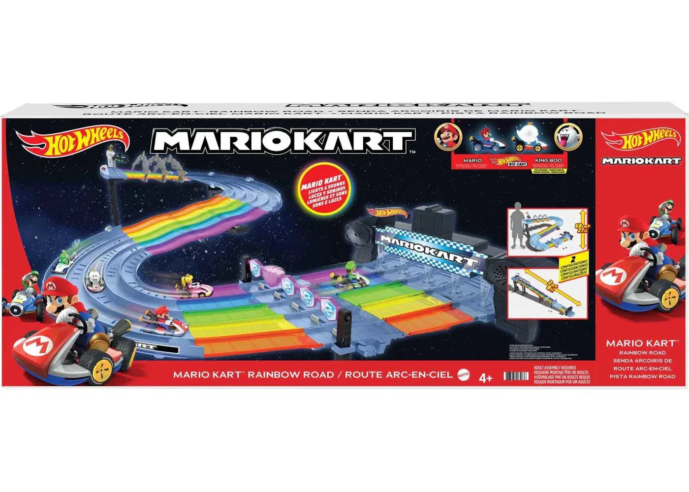Hot Wheels Mario Kart Rainbow Road Raceway Set 1/64 Scale