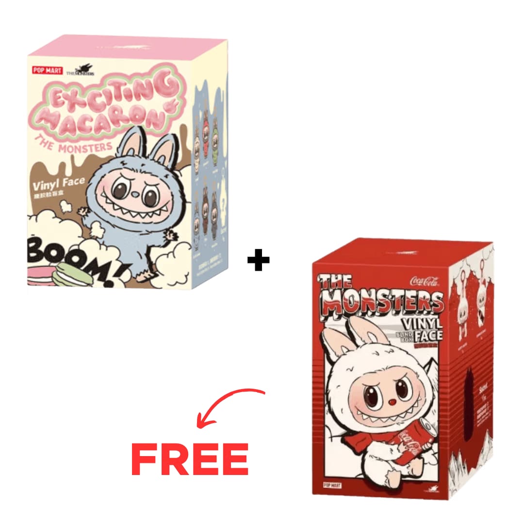 BUY 1 GET 1 FREE - Pop Mart Labubu The Monsters Tasty Macarons + Coca Cola Vinyl Face Sealed Case Pack of 2