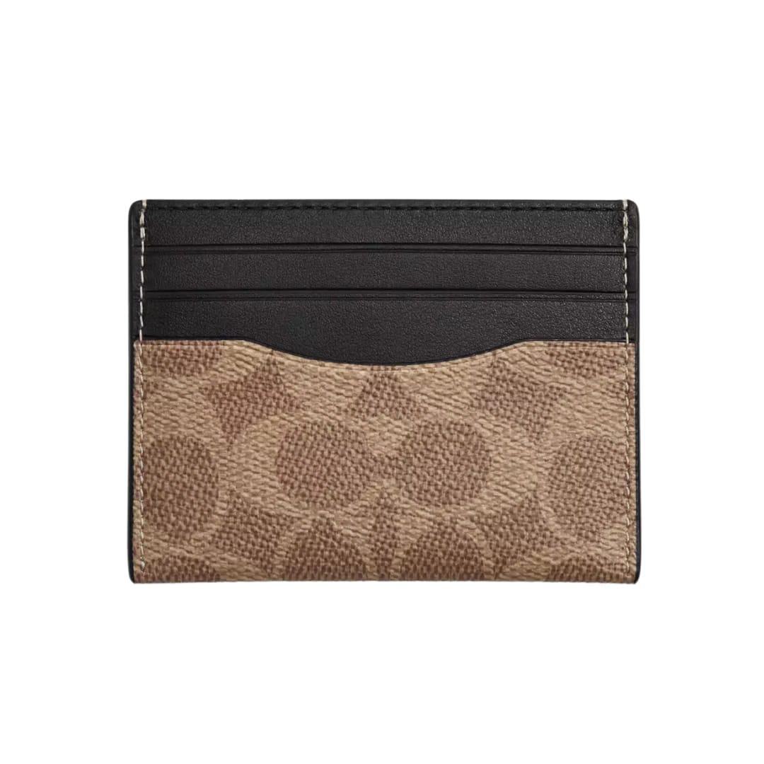 Slim Id Card Case In Signature Canvas signature canvas/Tan & Black