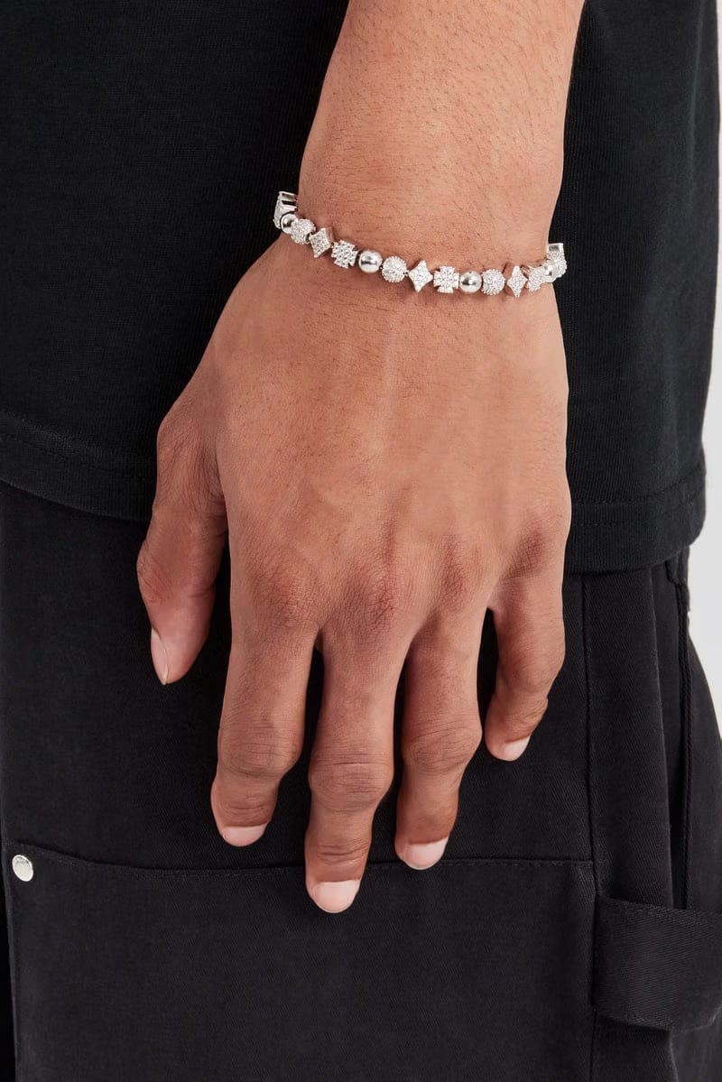 Polished & Iced Bead Motif Bracelet