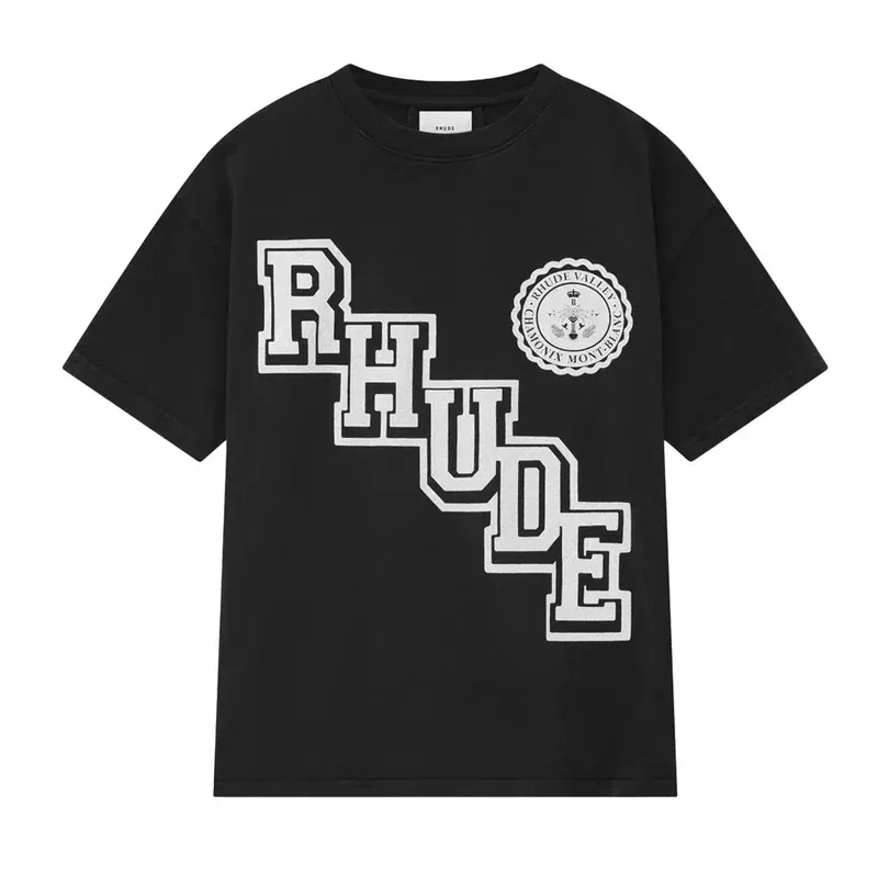 Rhude Black Collegiate Crest T-Shirt Black