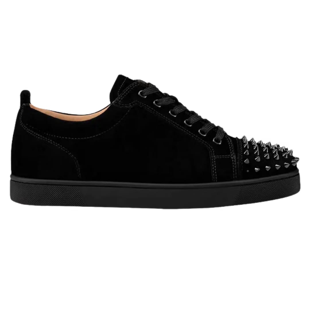 Christian Louboutin Louis Junior Spikes Veau Velours Sneaker Black