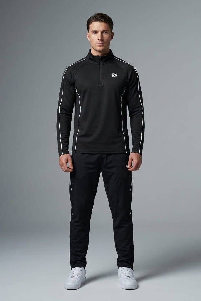 Gymbrat Alpha Contrast Quarter Zip Men Black Pullover