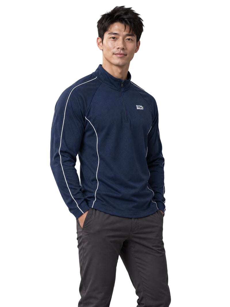 Gymbrat Alpha Contrast Quarter Zip Men Navy Pullover