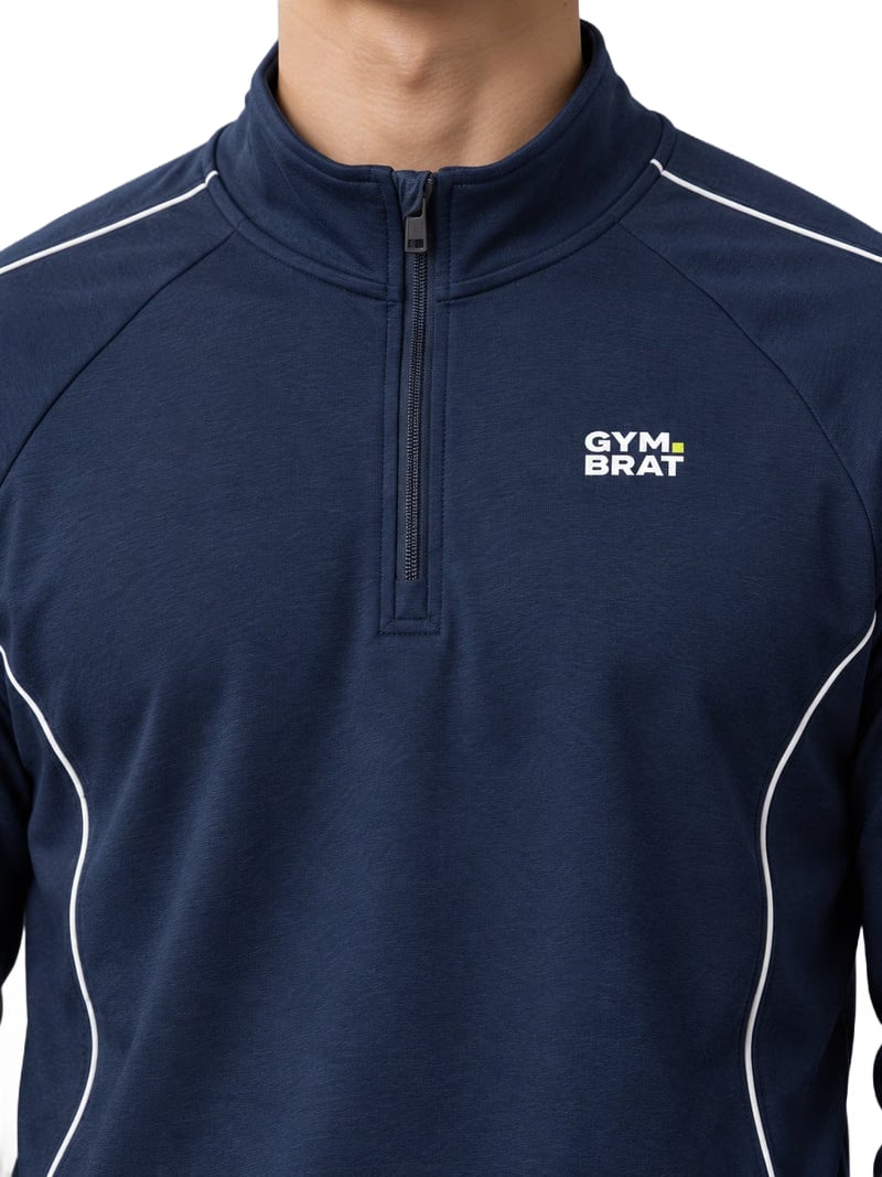 Gymbrat Alpha Contrast Quarter Zip Men Navy Pullover