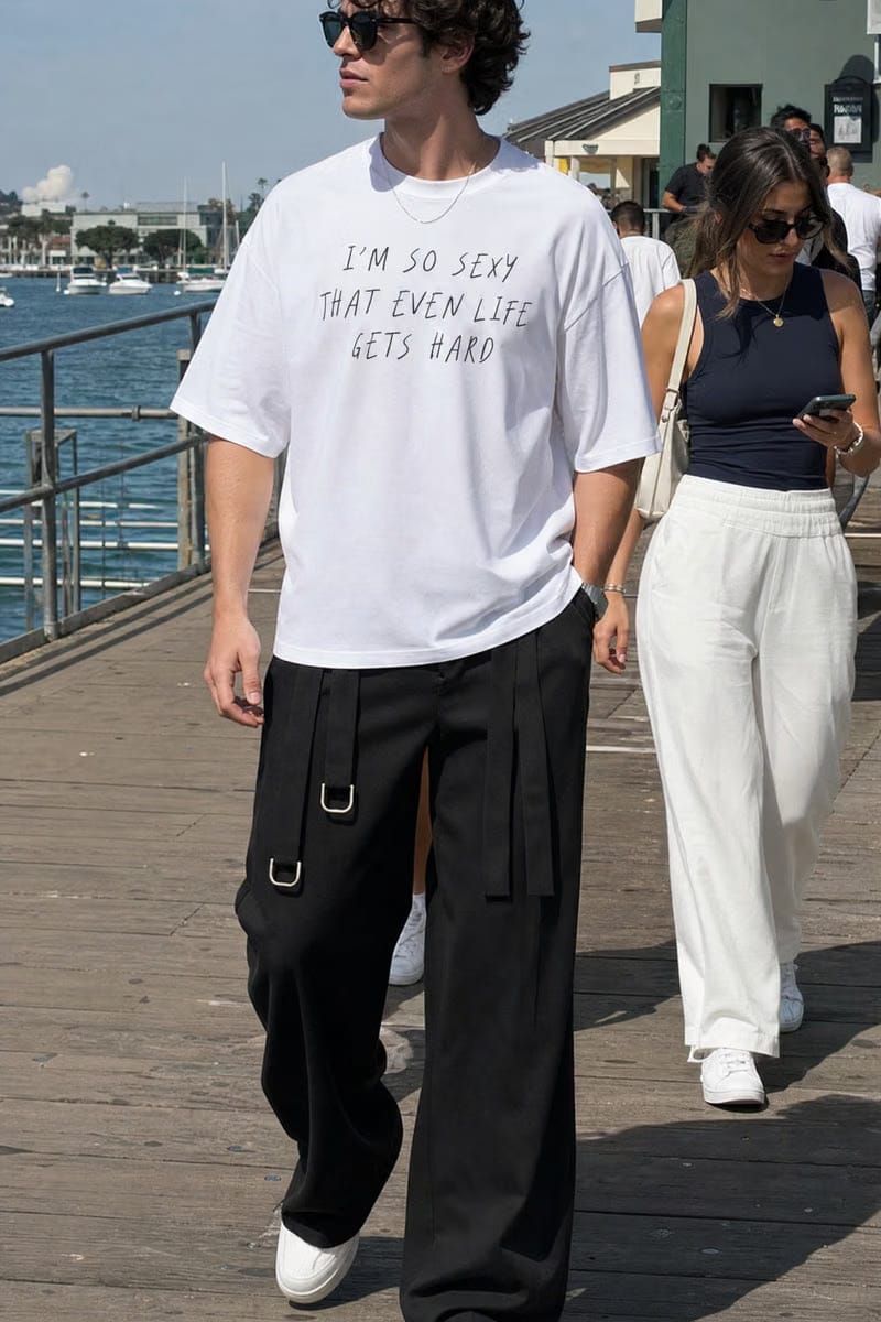 Off Supply Double Belted Wide Pants