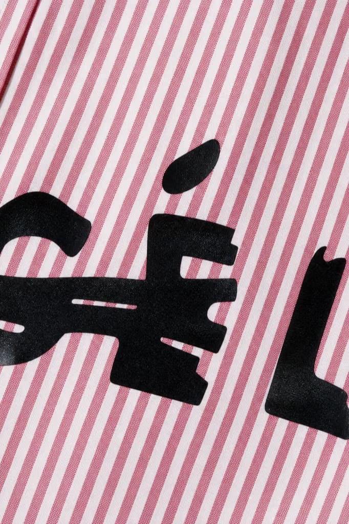 Off Supply Line Up Pink Striped Shirt