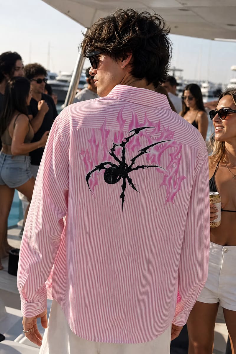 Off Supply Line Up Pink Striped Shirt